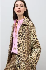 Straight Animal Print Trench Coat - Image 2