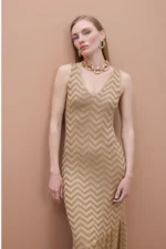 Gold Dress with Ruffle Hem - Image 2