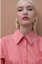 Poplin Stripe Shirt with Contrast Details - Image 6