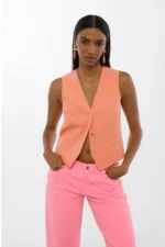 Fitted Tailored Vest Coral - Image 3