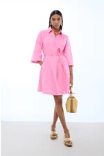 Short Sleeve Shirt Dress Pink - Image 2