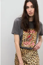 Satin Animal Print Skirt - Image 4