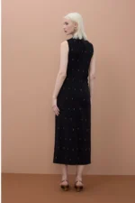 Sleeveless Midi Dress with Stone Detail - Image 2