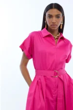 Midi Dress with A-Line Skirt Fuchsia - Image 4