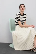 Asymmetrical Pleated Skirt Stone - Image 3