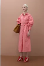 Striped Belted Poplin Shirt Dress