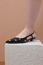 Studded Heel Shoes Black