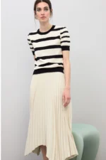Asymmetrical Pleated Skirt Stone - Image 2