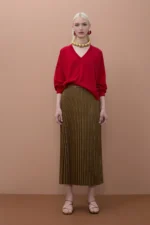 Metallic Pleated Skirt