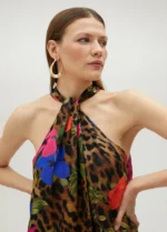 Floral and animal print voluminous halter top - Image 2