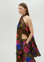 Floral and animal print voluminous halter top - Image 3