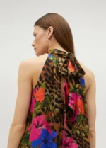 Floral and animal print voluminous halter top - Image 4