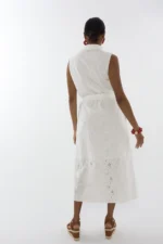 Shirt Collar Midi Dress with Belt - Image 4