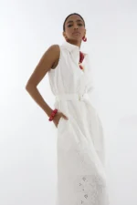 Shirt Collar Midi Dress with Belt - Image 2