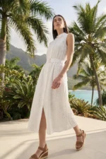 Shirt Collar Midi Dress with Belt