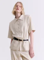 BEIGE SHORT-SLEEVE BLAZER
