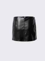 BLACK FAUX LEATHER MINI SKIRT - Image 2