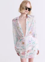 PASTEL FLORAL DENIM MINI SKIRT - Image 2