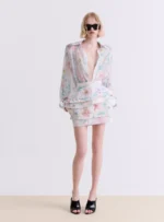 PASTEL FLORAL DENIM MINI SKIRT
