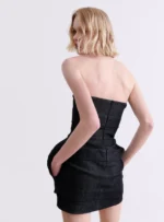 BLACK DENIM MINI DRESS - Image 2
