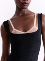 BLACK FITTED MIDI DRESS - Image 2
