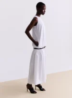 WHITE COTTON MIDI DRESS - Image 2