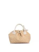 The Swan 2.0 Midi – Gold Raffia & Ivory Leather
